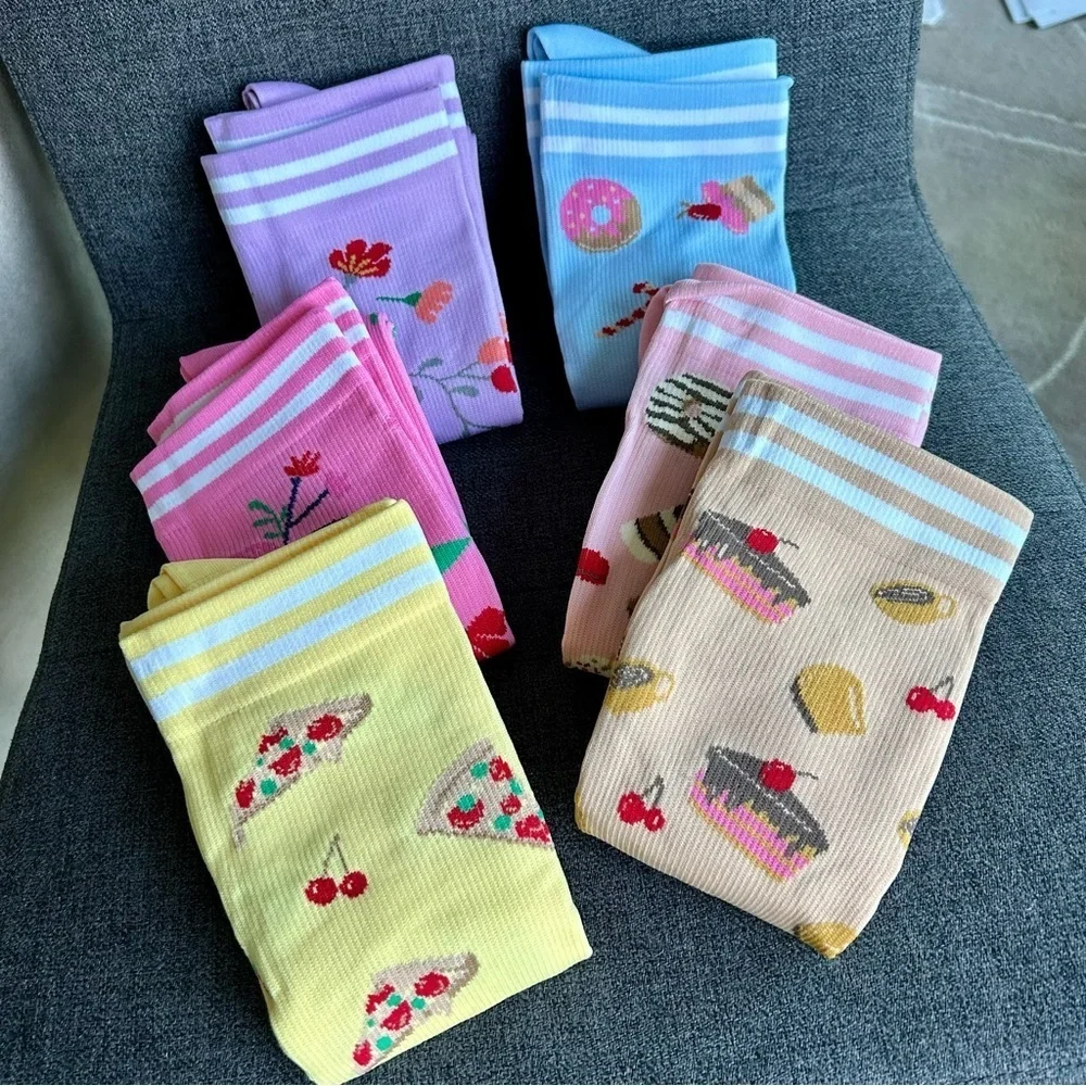 Colorful Compression Socks, 20-30mmHg compression (1 pair), Food or Floral